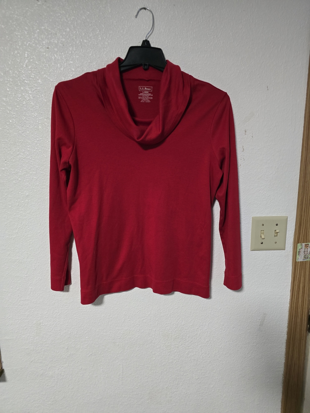 L.L. Bean Red Cowl Neck Long Sleeve Top